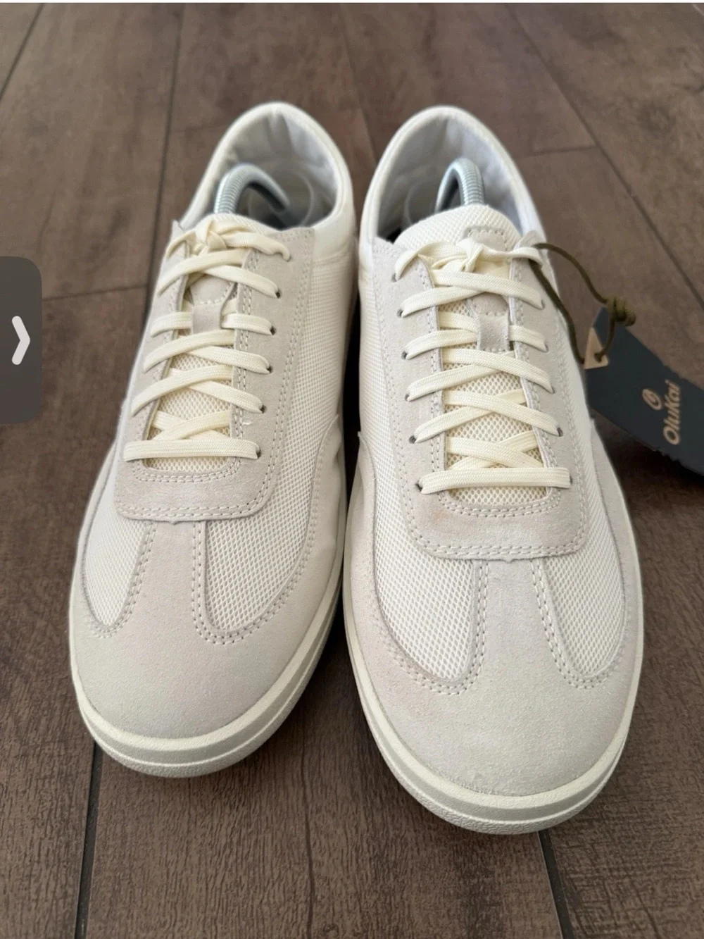 OLUKAI Leather Lace Up PUNINI Everyday Sneakers White Sand Men’s Sz 10 / EU 43